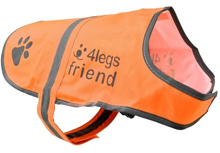 Reflekterande väst för hundsäkerhet (5 storlekar, medium) – hög synlighet för utomhusaktiviteter dag och natt, håll din hund synlig, säker från bilar och jaktolyckor | Blaze orange av 4LegsFriend