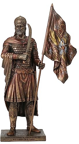 VERONESE Design - Statua bizantina dell'imperatore Costantino XI Paleologo con finitura in bronzo