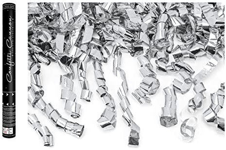 PartyDeco Tubo Cannone Spara Stelle Filanti Argento Metallizzato per Matrimonio e Feste