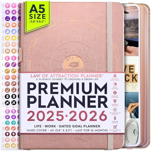 Law of Attraction Planner 2025-2026 - Pianificatore Settimanale e Mensile 2025-2026 | Pianificatore della Vita di 16 Mesi per Aumentare Produttività e Felicità, Pianificatore Giornaliero
