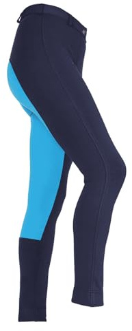 Shires Maids Two Tone Childrens Jodhpurs - Navy/Turquoise: 9-10