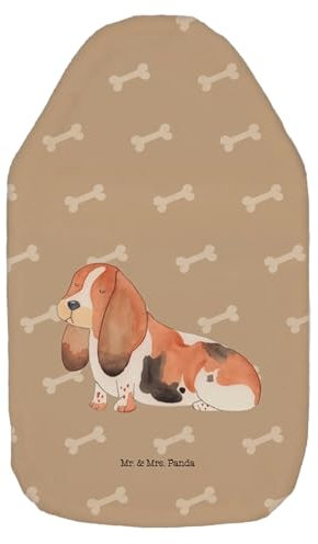 Mr. & Mrs. Panda Wärmflasche Hund Basset Hound - Geschenk, niedlich, Bettflasche, Hundeliebe, Wärmekissen, Hundebesitzer, Kleine Wärmflasche,