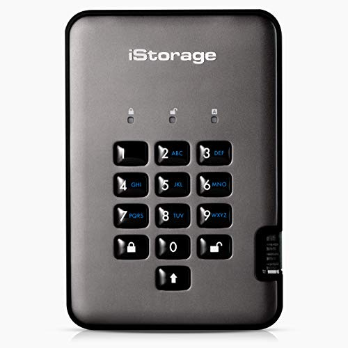 iStorage diskAshur PRO2 HDD 4TB - Secure Portable Hard Drive - FIPS Level 3 Certified - Password Protected - Dust/Water-Resistant - Hardware encryption