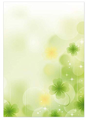 DIN A4 Design-Papier-211 mit 25 Blatt, Kleeblatt 90g Motivpapier, einseitig bedruckt