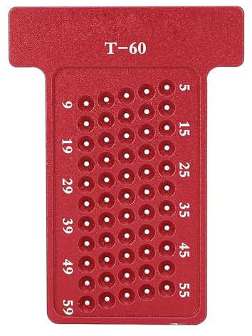 Hilitand T60 Woodworking Ruler, T Type Scriber, Aluminum Alloy Hole Ruler Gauge, Carpenter Marking Fixing Tool(Red)