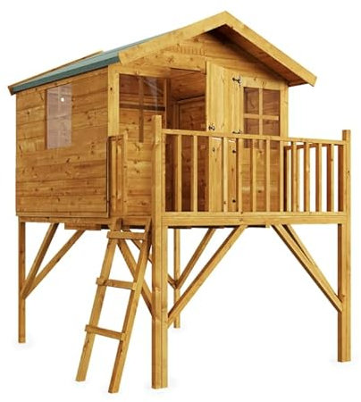 BillyOh 6x5 Childrens Wooden Playhouse Tower Kids Toys Play Wendy House Climbing Frame for Outdoor, Lollipop Junior Tower