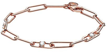 PANDORA Pulsera de cadena de oro rosa, circonita cúbica, 589177C01-16, 16 cm, Metal precioso, Circonita cúbica