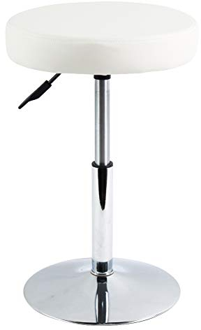 FURWOO Schemel Runder Kunstleder-Hocker höhenverstellbar Drehstuhl Schreibtischhocker Heimbürostuhl klein (weiß)