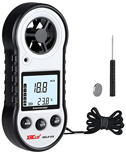 Anémomètre numérique portable pour mesurer la température et la vitesse, anémomètre pour le tir, la planche à voile, la pêche, la chasse, gris
