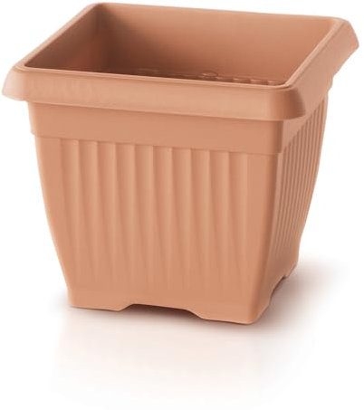 IMJ-Global Vaso Fioriera per piante Fiori TERRA DKWT24 H20 da interno esterno Quadrato Terracotta 7 Litri 24x24x20 cm design Classico in plastica da balcone