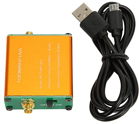 RF-Verstärker, 20 dB High Gain LNA Full Range Verstärkermodul mit geringem Rauschen, Impedanz 50 Ω, weiblicher SMA-Stecker für FM-Radio-Empfänger (Lieferung mit integrierter Batterie)