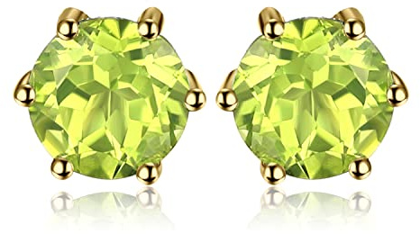 JewelryPalace Rund Echt Edelstein Amethyst Citrin Granat Peridot Topaz Ohrstecker Silber 925 Damen, Schmuck Set, Ohrringe Silber Edelstein Mädchen, Ohrstecker Silber mit Stein Frauen Rosegold Gold