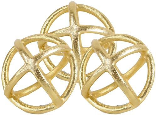 CLEENTABLE Decorative Sphere for Home Decor - Modern Decorative Balls for Living Room, Bedroom, Kitchen, Bathroom, Office - Table Decorative Orbs for Centerpiece (Gold)