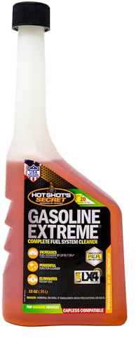 Hot Shot’s Secret Gasoline Extreme 12 oz – Treats 20 Gallons – Concentrated Fuel Additive for Gasoline Engines, Fuel System and Injector Cleaner, Restores Engine Performance