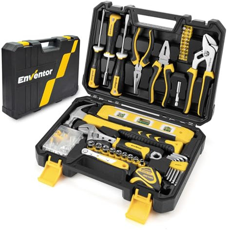 Enventor Tool Kit Set, 108PCS General Household Hand Tool Kit with Storage Toolbox, Small Tool Kits for Home