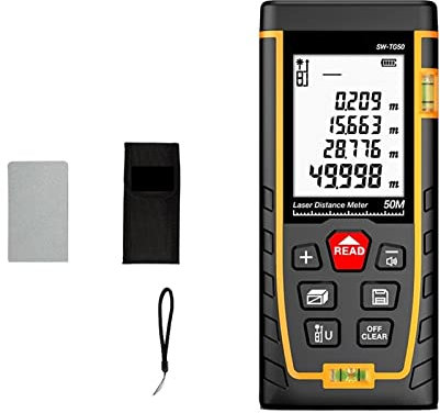 Samnuerly Distance Mesure Télémètre Laser Distance Mètre 40M 50M 100M 120M Télémètre Laser Bande Télémètre Règle de Roulette Numérique Haute Précision et Exacte (SWTG50 50M X)