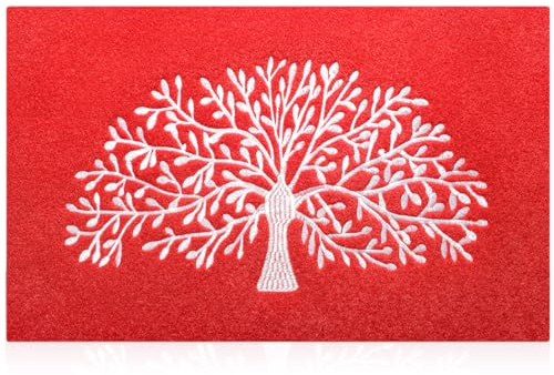 AOAOPQ Gummiunterseite, Fußmatte für Innen- und Außenbereich, maschinenwaschbar, Fußmatte, Eingangsmatte, Schuhabstreifer, 45 x 70 cm, Baum des Lebens, Grau