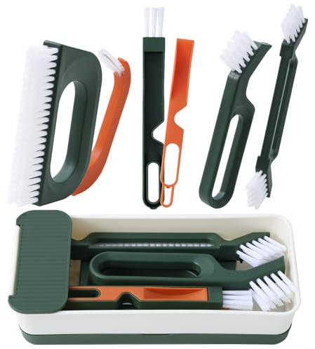 Gucass 7 in 1 Spazzola per Pulizia delle Fessure, Spazzole per Piastrelle Spazzola per Fughe Tra le Piastrelle, Spazzola Multifunzione per la Pulizia, per Cucina, Bagno, Scanalature di Porte(Verde)