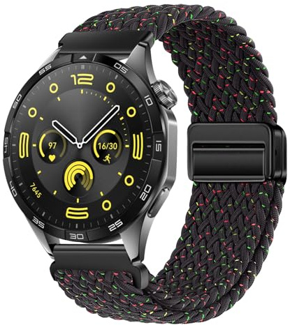 XMUXI Nylon Straps Compatible with Huawei GT6 46mm/GT5/GT4 46mm/GT3 Pro/GT2e Wrist Strap, 22mm Magnetic Stretch Sport Band for Garmin Venu 4 Watch Strap/Venu 3 2/Forerunner 255/265
