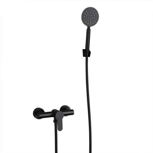 Badewannenarmatur Mit Handbrause Schwarz - Modern Edelstahl Einhand Wandmontage Wannenarmatur, Dusche Set