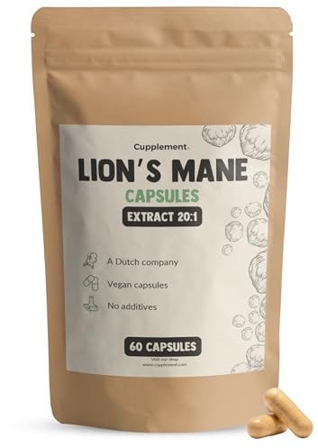 GOYU Lions Mane Extrakt Kapseln (Hericium Erinaceus) Hochdosiert 400 mg 60 Capsules - Hericium Erinaceus - 20% Beta-Glucan - 30% Polysaccharide - Löwenmähnen-Kapseln - Fokus & Konzentration -