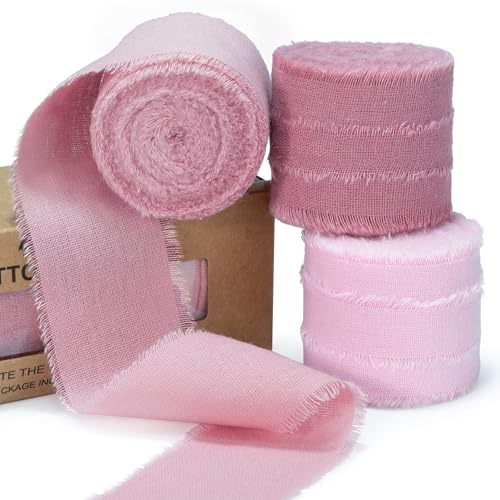Keypan Staubrosa Baumwollband Schleifenband & Geschenkband 3,8cm x 13,7m