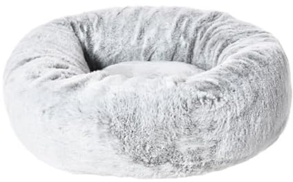Dehner Lieblinge Kuschelbett Tender, Hundebett/Katzenbett pflegeleicht/hygienisch, ca. Ø 49 cm (Innen: ca. 32 cm), Höhe 15 cm, Größe S, Polyester, grau