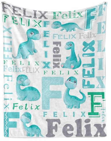 ZOTIMEF Personalisiertes Babydecke - Mehrere Schriftarten Name mit Dinosaurier - Benutzerdefinierte Flanelldecke Weiches Plüsch für Jungen Mädchen Feiertage Geburtstage Geschenke Farbe04
