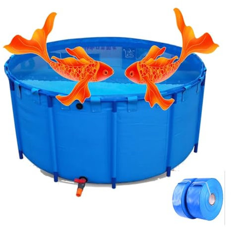 zklaseot Stahlrahmenbecken, Aquarium-Pool Teichbecken Mit Schlauch Runden Leinwand Fischteich for Die Aufzucht Von Koi-Fischen, Überirdisch Schwimmbecken, Ersatzrahmen(1.8X1M/2560L)