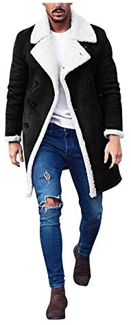 Men'S Sheepskin Coats And Jackets, Men'S Waterproof Fleece Jackets Winter Warm, Men'S Double-Breasted Fleece Coat, Men'S Warm Winter Coat, Fluffy Motorcycle Cargo Biker Jacket Overcoat For Men Uk