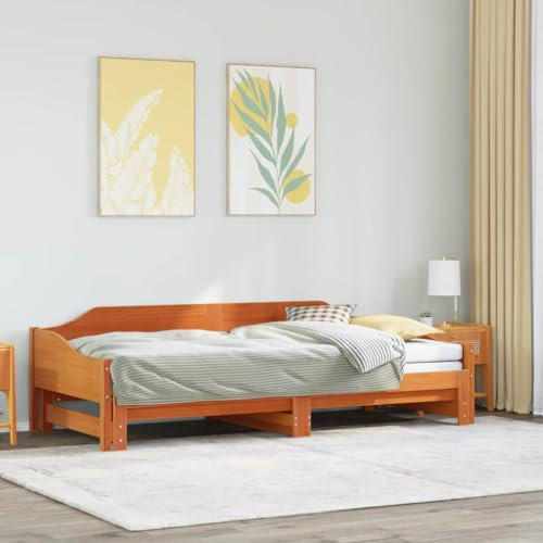 Rantry Sofabett mit Rollen, ohne Matratze, braun, Wachs, 90 x 190 cm, Schlafsofa für Wohnzimmer, Sofa, für den Außenbereich, für den Garten, Wohnzimmer, Terrasse, Außenbereich