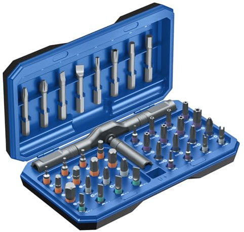 42 in 1 Magnetic Screwdriver Set, AMIR Ratchet Screwdriver Set for Christmas Gifts, DIY Repair Tool Kit with Magnetic Multi Bit, Rotatable T Handle for Furniture, Computer