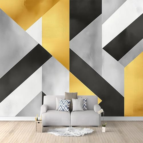 Papier Peint intissé Motif Géométrique Moderne 350x256 cm Papier Peint Photo Panoramique, Poster Mural Personnalisé 3D, pour Salon Cuisines Chambre Adulte Enfant Décor Murale
