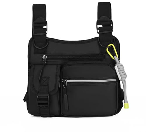 Taktische Brusttasche, Laufwesten Rucksack mit Reflektierendem Reißverschlussband, wasserdichte Sport-Brusttasche zum Wandern, Radfahren, Jagen, Angeln, Reisen