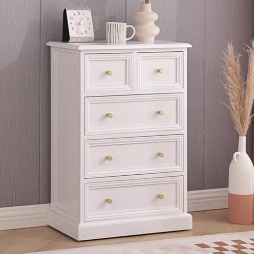 Commode en bois massif, table de chevet de style américain et buffet de salon, beige/blanc/noyer, 75 cm de rangement pour chambre à coucher et salon