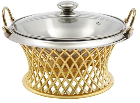 Ronyme Chafing Dish with Stand Transparent Lid for Party Event Solid Fuel Burner