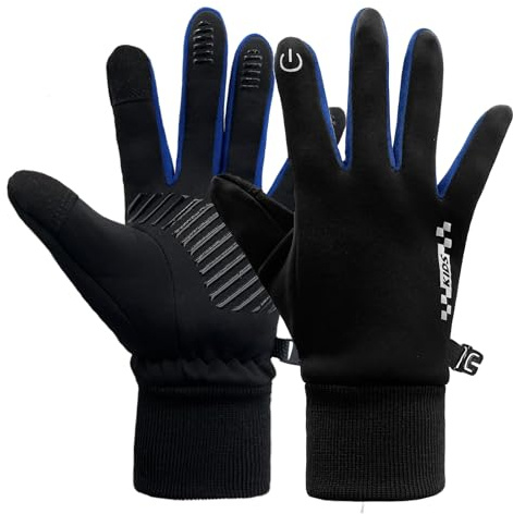 lifwimner Kids Winter Cycling Gloves Touchscreen Thermal Fleece Sports Gloves for Boys Girls Anti-Slip Outdoor Gloves for Bike Cycling Skiing Running (Blue, Large)