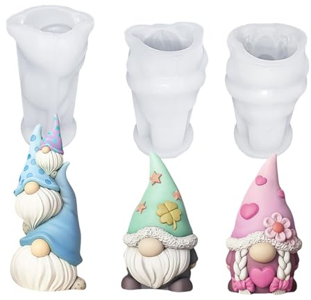 LUMOOM 3 stampi in silicone a forma di gnomo pasquale con gnomi, 3D, in silicone, per versare fai da te, decorazione primaverile, Halloween, decorazione regalo di Natale