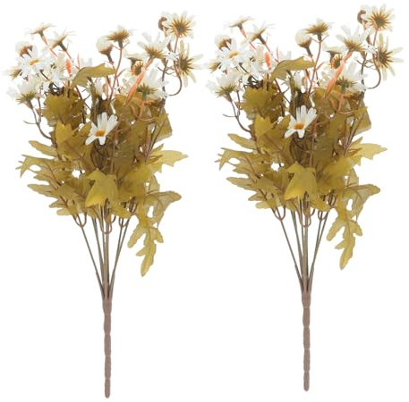 STOBAZA 2pezzi Crisantemi Artificiali Bouquet di Fiori Margherite Finti per Centrotavola Composizione Floreale Decorativa Fiori Finti da Tavolo Accessori per Fotografia