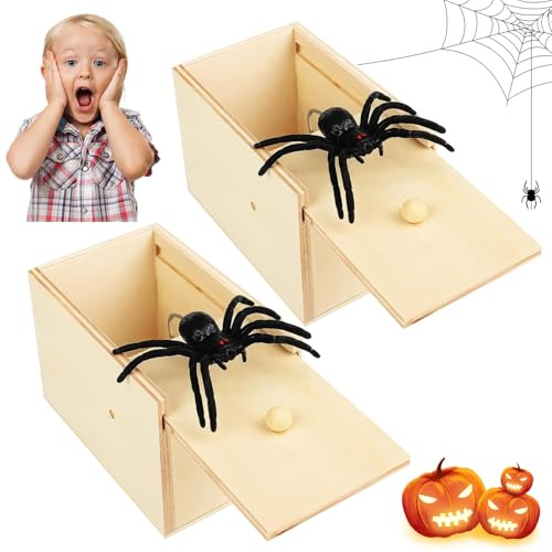 xinrongda 2PCS Spinne In Box, Spinne Streich Box, Spinne In Box, Prank Spider Scare Box, Spinne Spielzeug für Gift Halloween-Spielzeug
