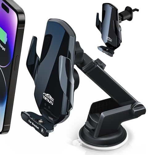 TWYAJYJ Car Phone Holder Wireless Charger, 15W Auto Clamping Wireless Car Charger Mount for Dash Windshield Air Vent, Qi Fast Charging for iPhone Galaxy LG Xiaomi OnePlus and more