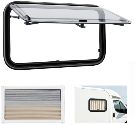 BAOCHADA Husbilsfönster, utställningsfönster, 500 x 350 mm, husbilsfönster, sidofönster med solskyddsgardiner och flugnät, tryckfönster för husbil, skåpbil, skåpbil, skåpbil (700 × 400 mm)