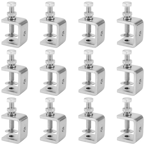 ZOENHOU 12PCS Stainless Steel C Clamps with 0-25mm Adjustable Jaw Openings, Heavy Duty Metal Clamps for Home Improvement, Automotive Repair, Welding and Woodworking