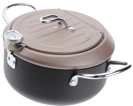 Toyvian Olla Freidora Japonesa con Termómetro Tapa y Filtro de Aceite Sartén para Cocina sin Humo Compatible con Estufas de Gas y Eléctricas con Soporte para Escurrir Aceite y Vertedor