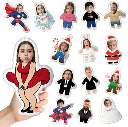 Coussins Photo Personnalisés, Coussins 3D Double Face Personnalisés avec Visage et Corps, Oreiller Personnalisé avec Photo, Parfaits Comme Cadeaux Créatifs pour les Anniversaires, Noël ou les Couples