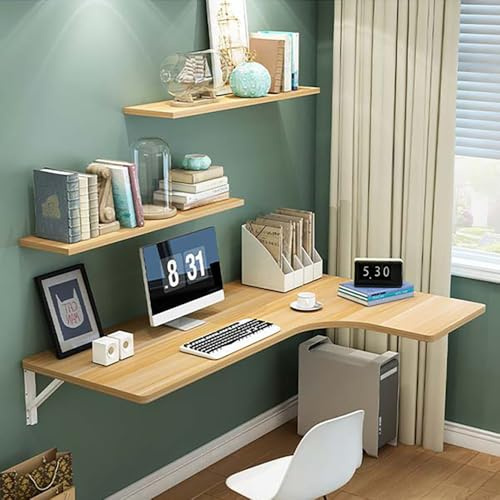 Klapptisch zur Wandmontage, platzsparender Holzschreibtisch für kleine Räume, Zuhause, Büro, Esszimmer, Arbeitszimmer, Restaurants – kompakter schwebender Schreibtisch aus Walnussholz (100 x 70 x 50