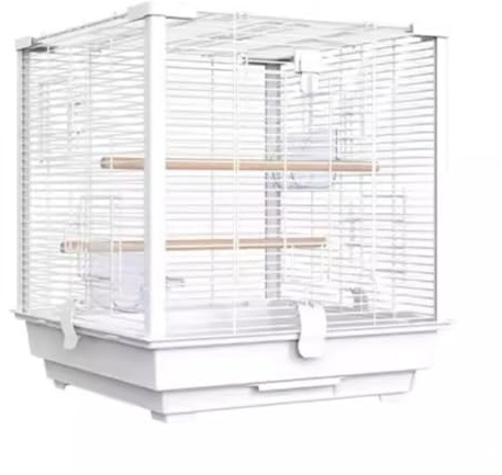 Undulatbur Fågelbur Kanariefågel Fyrkantig Metall Fågelbur Med Fågelmatare, Bricka För Papegojor Conures Lovebird Cockatiel Parakiter Flygbur för Fåglar(White)