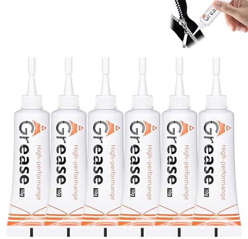 Lot de 6 lubrifiants pour fermeture éclair - Graisse multi-usages - Pour imprimante 3D - Réduction du bruit et glisse en douceur - Pour différentes fermetures éclair, roulements et engrenages