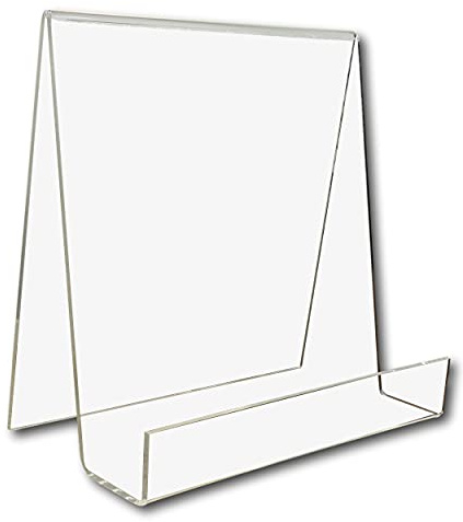 EPOSGEAR 5 Pack Large Wide Plastic Acrylic Perspex Book Plate Tablet Retail Display Stand Holder - Perfect for Schools, Nurseries, Libraries etc (Clear)
