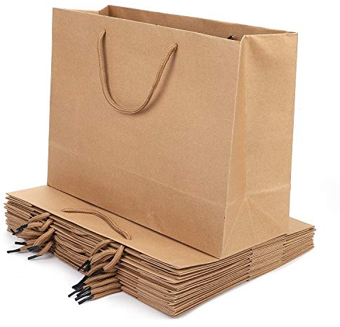 Geschenktasche 10 Stück Geschenktüte Kraftpapier Geschenkbeutel Kleidung Geschenk Tragetasche Verpackungstasche Robuste Einkaufstasche Große Kapazität Papiertasche für Geburtstag Hochzeit Festival